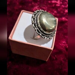 SOLD!!!  Handcrafted Polished Round Pyrite Ring (7.25)